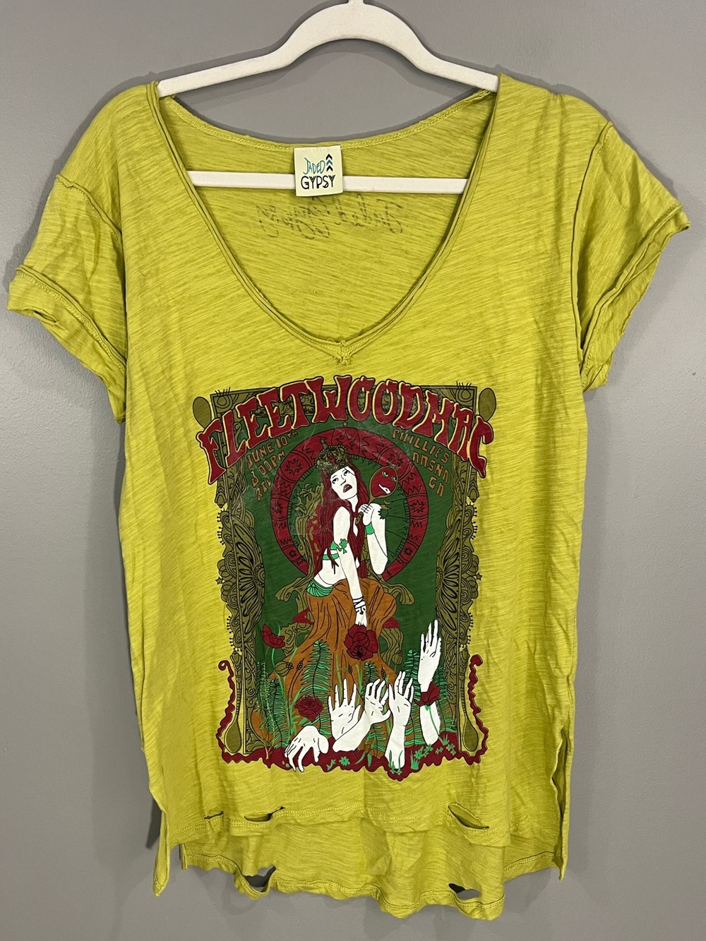 Jaded Gypsy Lime Fleetwood Mac Graphic Tee size sm